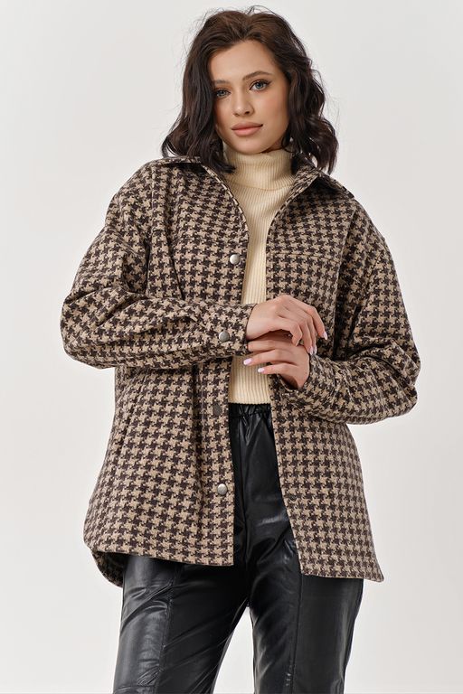 Куртка-рубашка из пальтовой ткани бежевая - Fly фото 5