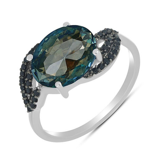 Кольцо, мистик кварц синий , шпинель, Бенефис