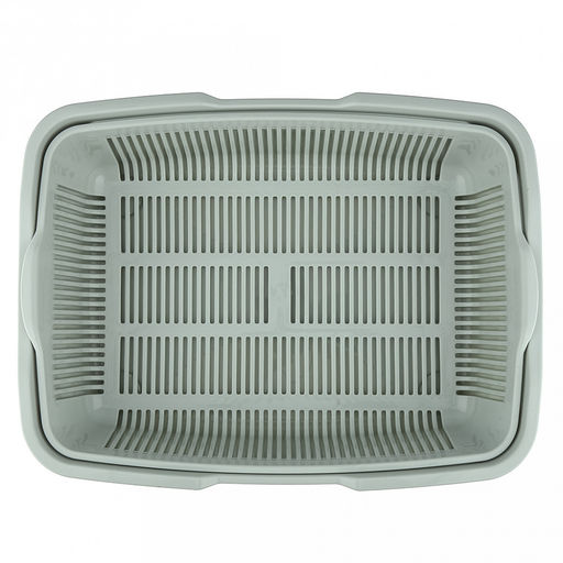 Лоток-туалет для кошек 23х42х11см, пластик, с сеткой, ментоловый (Россия)