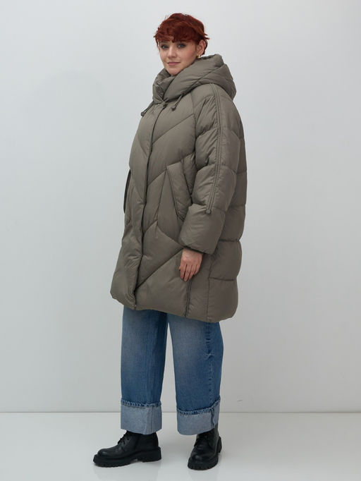 Пальто двубортная зимнее утепленное женское светло-коричневого цвета 7732SK - Visdeer фото 16