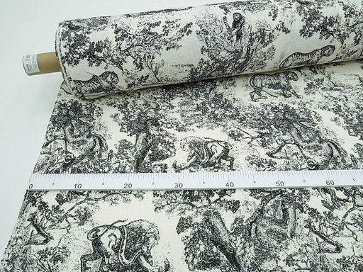 Муслин двухслойный с эф.жатости Туаль де Жуи-Дикий мир цв.черный, ш.1.4м, хлопок-100%, 120гр/м.кв - Купава фото 7