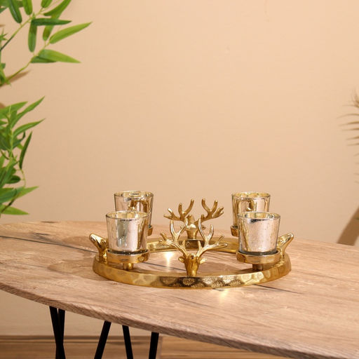 Подсвечник на 4 свечи Рожки, 30?30?10 см, алюминий