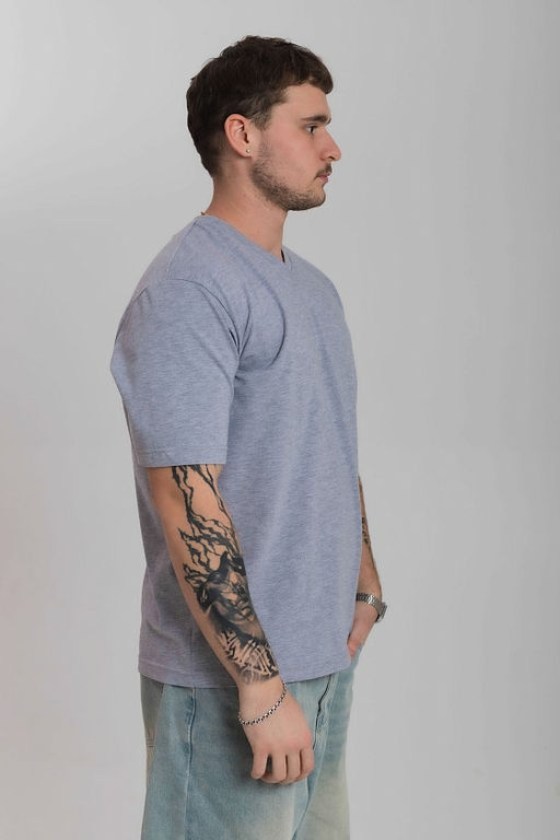 Футболка из кулирки с коротким рукавом и V-образной горловиной М125119с серый - Елена фото 2