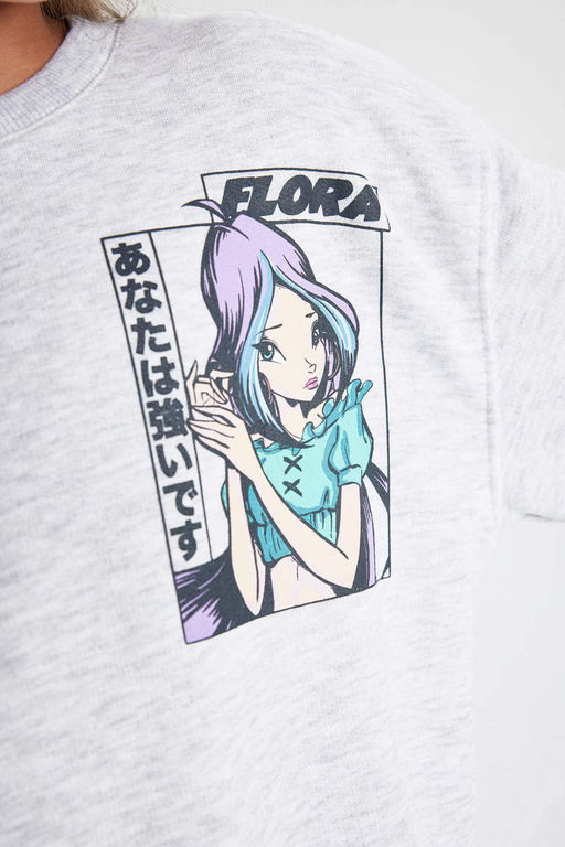 Толстовка с круглым вырезом для девочек Winx Club - Defacto фото 6