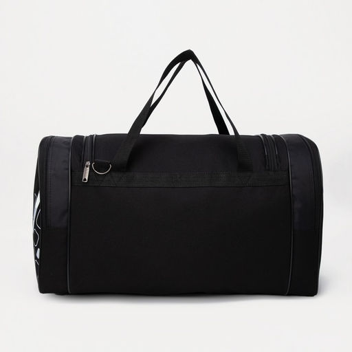 Сумка дорожная, 3 отдела на молниях, наружный карман, длинный ремень, цвет чёрный