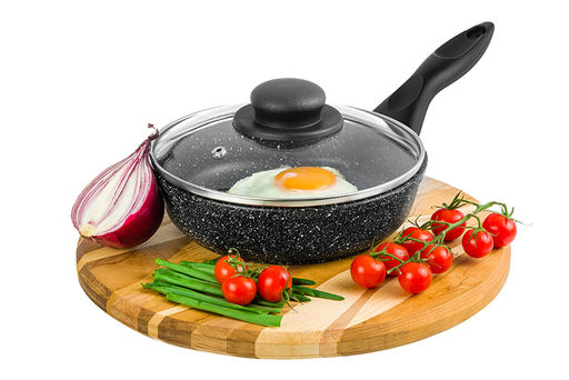 Сковорода глубокая 18 см ГАРМОНИЯ ВКУСА Черный мрамор С КРЫШКОЙ ф18, н/р, 33,5*19*10 см - Elan gallery фото 3