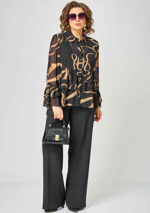 Блуза EVA GRANT 7221 принт ленты