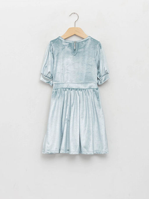 Bisiklet Yaka Basic K?sa Kollu Kadife K?z ?ocuk Elbise - Waikiki фото 2