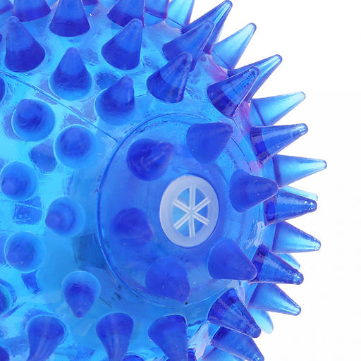 Пэт тойс (Pet toys) Игрушка для собаки Мяч с шипами д6,5см h6,5см, ПВХ, с пищалкой, светящаяся, на картоне, прозрачная, цвета в ассортименте: розовый, синий, желтый, сиреневый (Китай)  фото 5