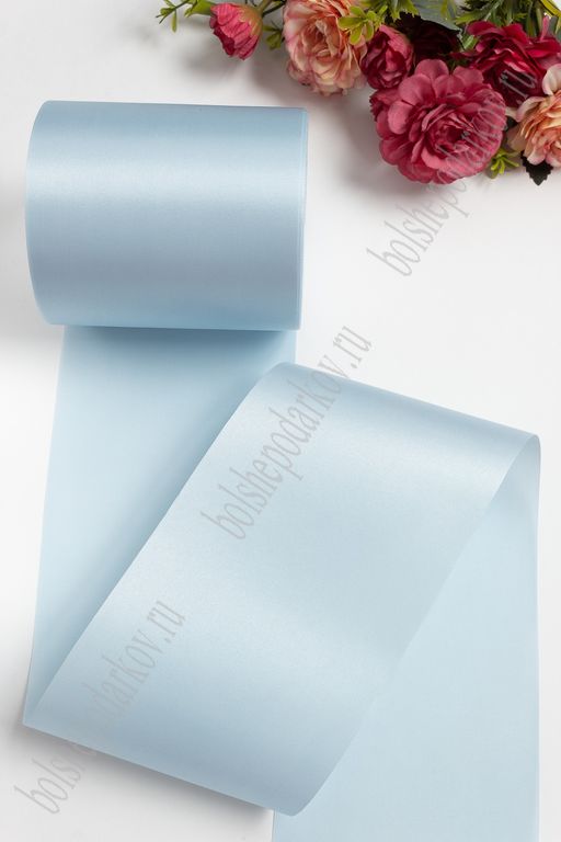 Лента атласная 10 см*25 ярд (SF-1371) голубой №011