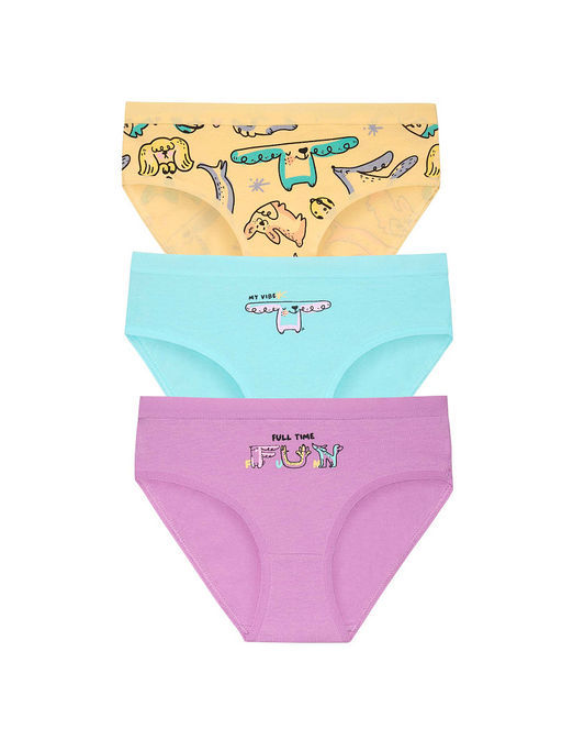 PELICAN, набор трусов для девочек, Лаванда/лазурный/желтый
