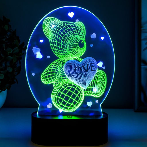 Светильник сенсорный Мишка с сердцем LED USB (90 см) от батареек 3xАА черный 13.5?5.5?21 см RISALUX