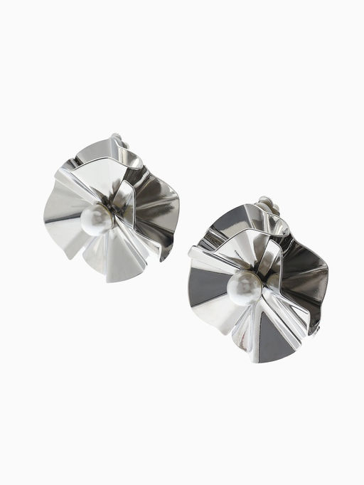 Серьги клипсы для ушей QF «Тренд. Объёмный цветок», цвет серебро