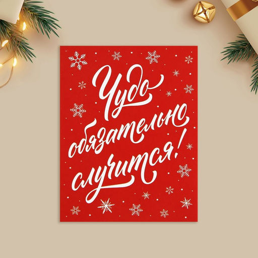 Цена за 20 шт. Открытка-мини новогодняя Чудо обязательно случится!, 6?8 см