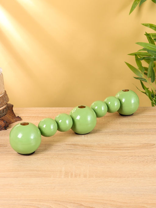 Подсвечник на 3 свечи «Бусы», с 7 сферами, 44×8×8 см, кипарис