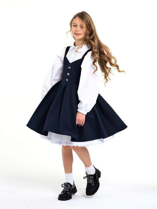 Синий школьный сарафан Mooriposh, модель 0247 фото 11