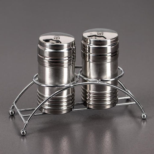 Набор для специй из нержавеющей стали на подставке «Металлик», 100 мл, 2 шт., цвет серебряный