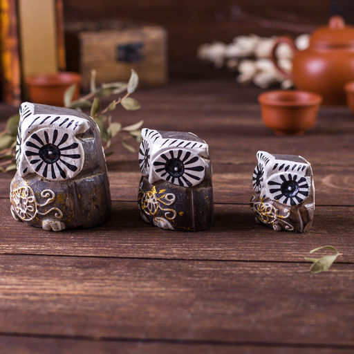 Сувенирный набор «Совы с узором», 6×14×7 см, дерево