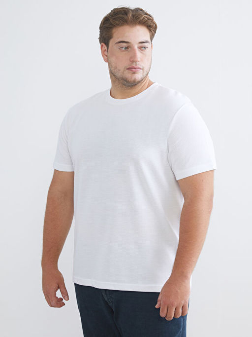 B?y?k Beden Bisiklet Yaka Penye Erkek Ti??rt