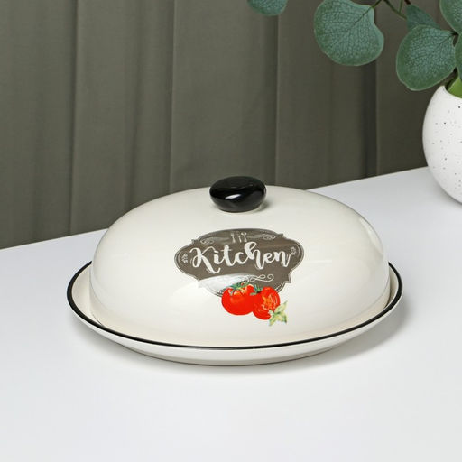 Блинница с крышкой Skyphos, 23×9.7 см, керамика, белая