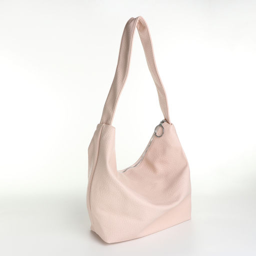 Сумка - мешок женская на молнии, 30×13×34 см, нежно-розовая