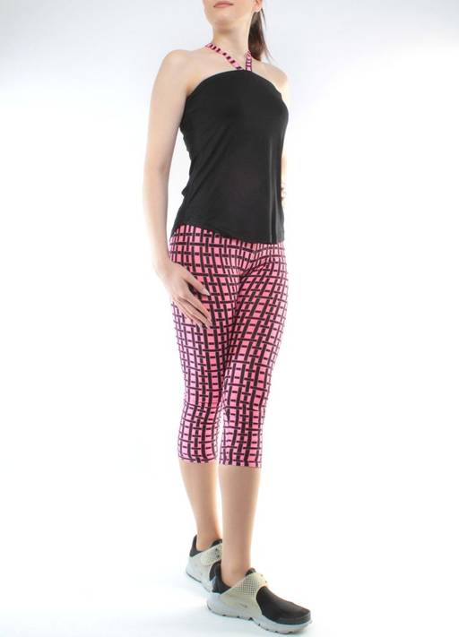 1181 BLACK/PINK Спортивный костюм для фитнеса женский (90% вискоза, 10% лайкра)