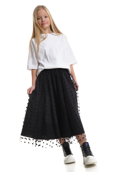 Юбка пачка длинная из фатина 22-7608 черный/зол. звезды - Mini maxi фото 46