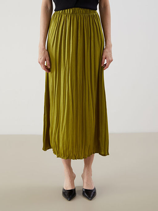 Beli Lastikli Pileli Etek