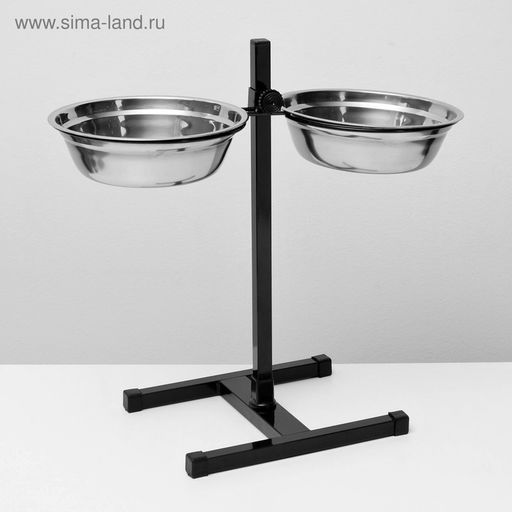 Подставка с мисками, 22 л, высота 50 см, разборная, чёрная - Пижон фото 3