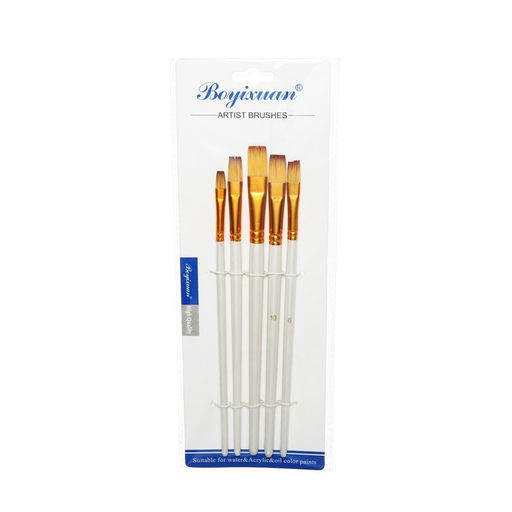 Набор кистей для рисования, синтетика, 5 штук: № 1/8, 3/8, 5/8, 1/2, 1/4, плоские, в блистере, международный размер