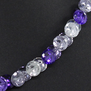 Бусы фианит "хрусталь+аметист+аметист", граненые, короткие 40см