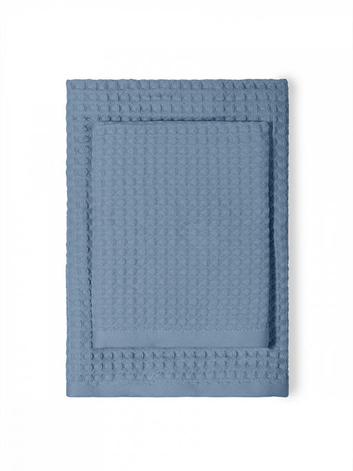 Набор полотенец вафельных 2шт 70x140, 50x90 синий вафельное полотно