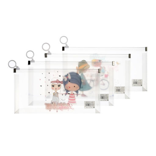 Цена за 12 шт. Папка-конверт на молнии формат А6, 180мкр, с рисунком «Маленькая девочка», МИКС