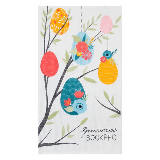 Набор полотенец кухонный Доляна Пасхальные зайчики 35х60см-4 шт, 100% хлопок, вафля 160 г/м2  фото 15