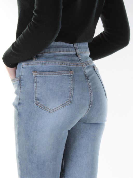 0047 GRAY/BLUE Джинсы женские зауженные YTD JEANS