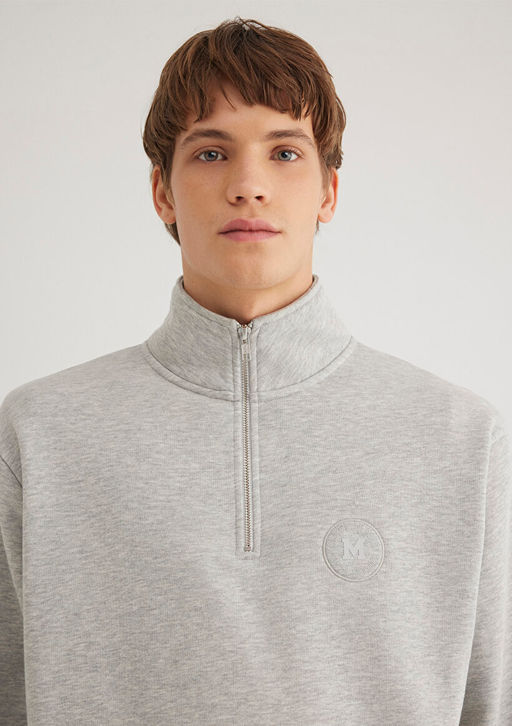 Mavi Patch Logo Yar? Fermuarl? Gri Sweatshirt  фото 6