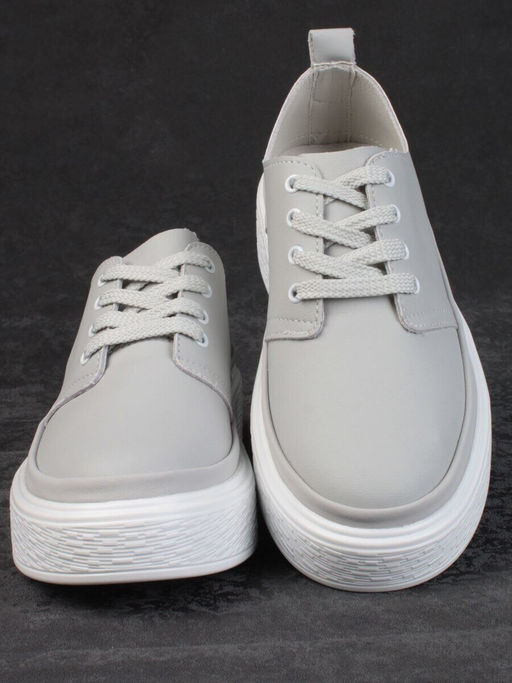 05-PDF88-2 GRAY Кроссовки женские (натуральная кожа)