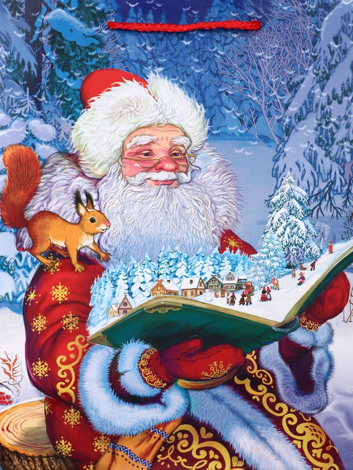 Цена за 2 шт. Пакет подарочный новогодний ламинированный, «Дед Мороз», 26×12×32 см