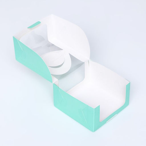 Коробка под бенто - торт с окном, мятный, 14×14×8 см