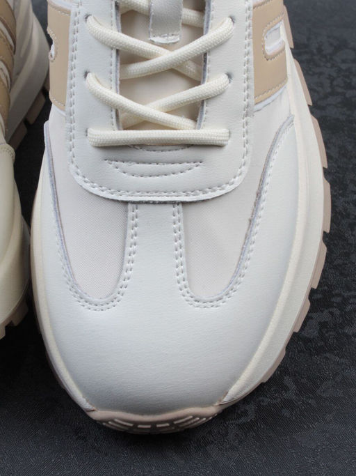 03-WG040-2M MILK/BEIGE Кроссовки демисезонные женские (натуральная кожа) - Фабричный китай фото 14