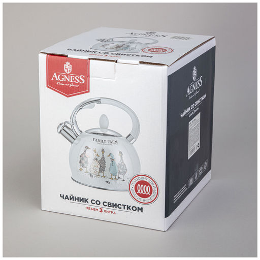 ЧАЙНИК AGNESS СО СВИСТКОМ, 3Л, ИНДУКЦИОН. КАПСУЛ. ДНО  фото 2