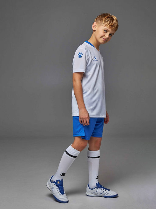 Детская футбольная форма KELME Short-Sleeved Football Suit (White/Blue)