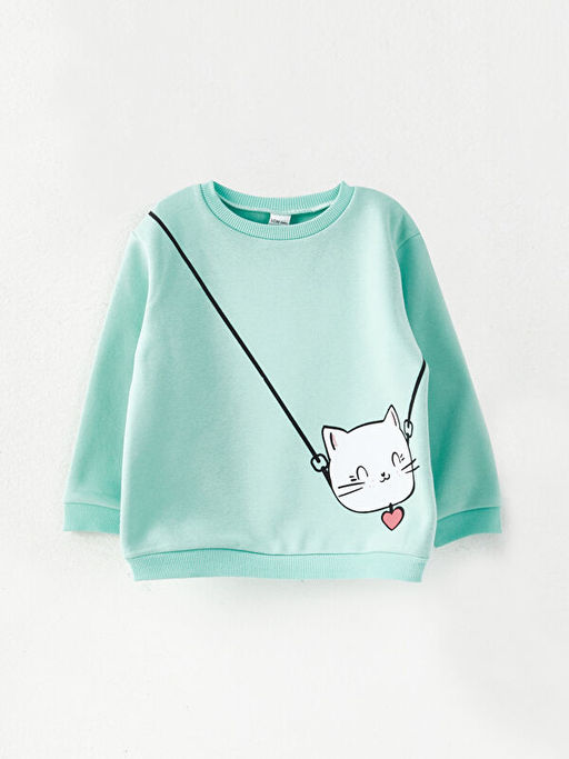 Bisiklet Yaka Uzun Kollu Bask?l? K?z Bebek Sweatshirt 2li - Waikiki фото 2