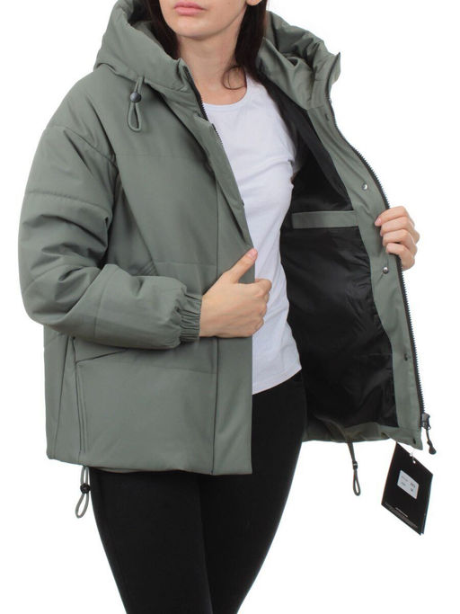 282 GRAY/GREEN Куртка зимняя облегченная женская (верблюжья шерсть)
