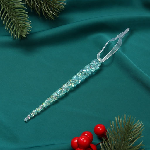 Цена за 3 шт. Ёлочная игрушка Зимнее волшебство. Сосулька, 14.51 см, голубой перелив  фото 5