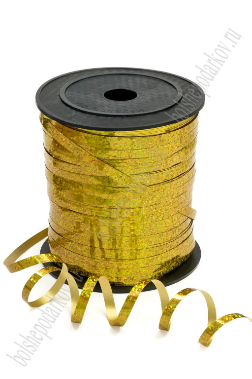 Лента бумажная 0,5 см*250 ярд (SF-1514) золото голографик