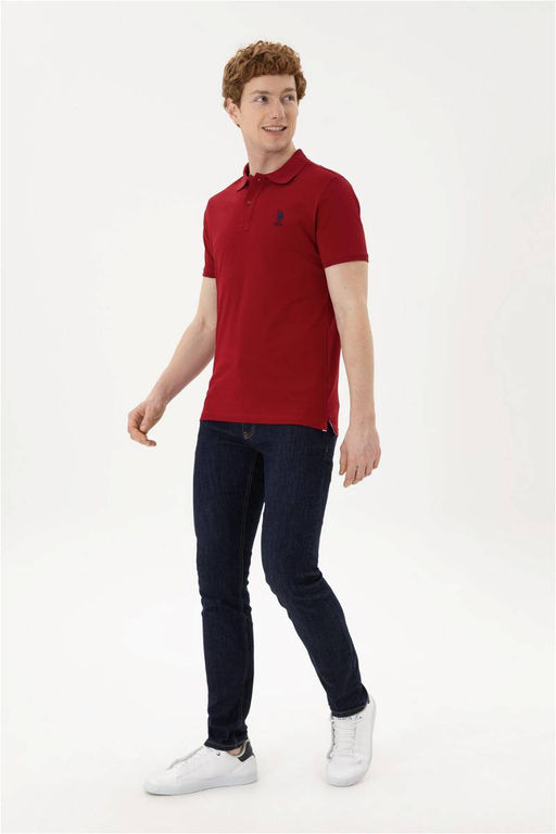 Мужская бордово-красная базовая футболка - U.s. polo assn фото 4