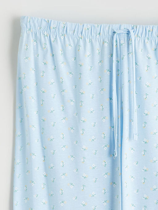 Beli Lastikli ?i?ekli Kad?n Pijama Alt?