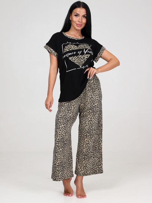 528 ПИЖАМА (брюки) (Молочный/леопард) - А-дина фото 3