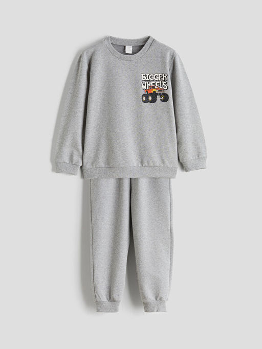 Bask?l? Erkek ?ocuk Sweatshirt ve E?ofman Alt?